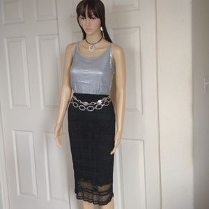 Emma James macrame lace straight skirt